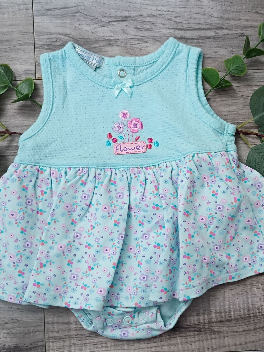 Honey Pot Floral Sleeveless Romper with Embroidered Detail